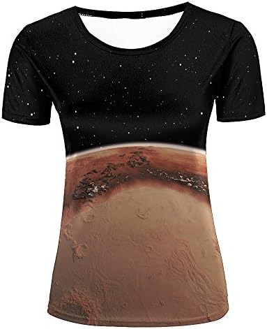 ZeShan Unisex Women Unisex Casual 3D-Printed Mars Science Space Short Sleeve Tops T-Shirts XS
