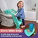 Potty Training Seat Unisex Toddler Toilet - Foldable Adjustable Ladder Non-Slip Step w/Safety Handles - Fits Toilets 14-16.1” High. Bonuses: Soft Cushion Seat - Potty Training Chart - Age 2-8 - Green