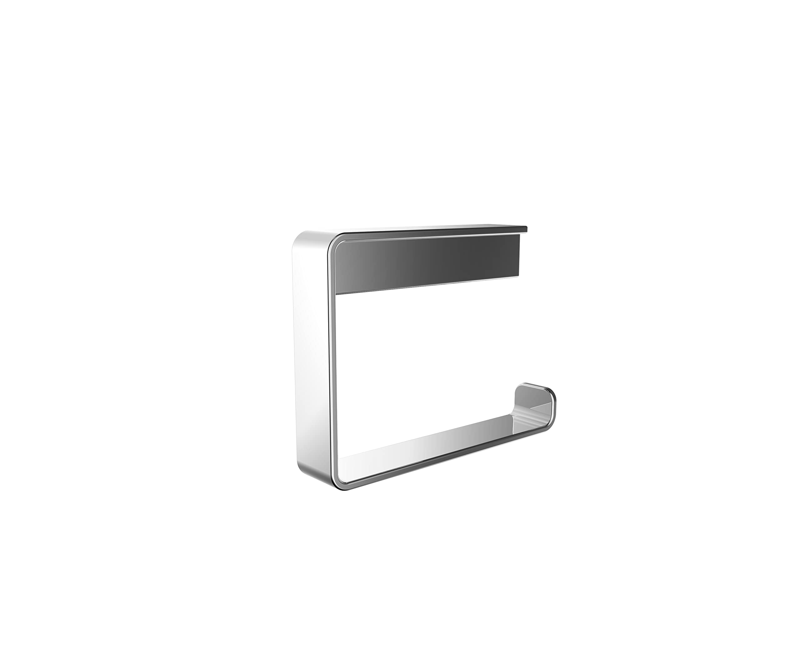EMCO Loft Wall Mounted Toilet Roll Holder, Modern Paper Holder without Lid, Aluminium Paper Holder, Chrome