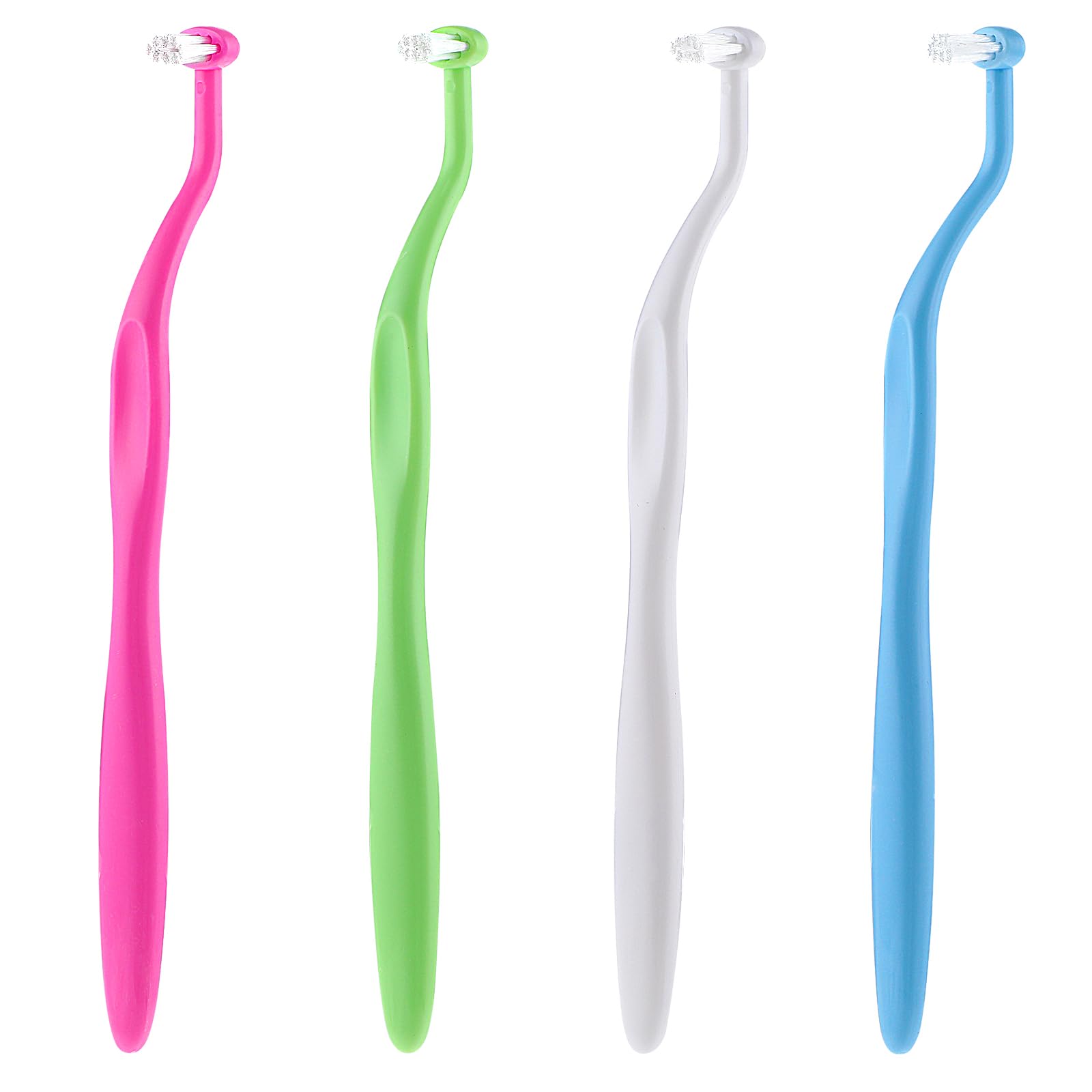 WLLHYF 4Pack Orthodontic Toothbrush Small Tuft Toothbrush Tiny Compact Tufted Brush for Dental Implants, Braces and Teeth Cleaning Care