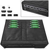 MoKo Xbox One X Dust Cover Set, [7 Pieces] Dustproof Horizontal Dust Cover Stopper for Xbox One X Project Scorpio Console, with 2PCS Silicone Dust Plug Sets for Xbox One X - Black