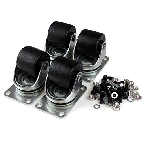 StarTech.com 12U Adjustable Depth Open Frame 4 Post Server Rack with Casters/Levelers and Cable Management Hooks 4POSTRACK12U Black