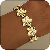 YLZDPDM Gold Bracelet for Women, 14k Gold Plated Flower Tennis Bracelet Elegant Bracelet Jewelry Gifts