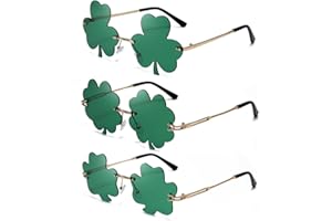 St. Patrick's Day Irish Shamrock Sunglasses Green Four Leaf Clover Leprechaun Costume Glasses (3 Pairs, Green)
