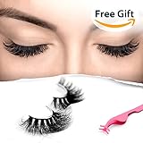 3D Mink False Eyelashes Premium Natural Mink Fur - FREE Applicator Clip, Gift Box - Thick and Long, Luxury Glamorous Sexy