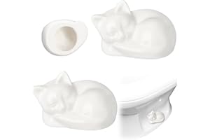 Wonderjune 2 Pack Toilet Bolt Caps Decorative Cat Toilet Bolt Screw Cover Caps Ceramic Cute Bathroom Decor Fun Themed Gadgets Replacement Parts(White)