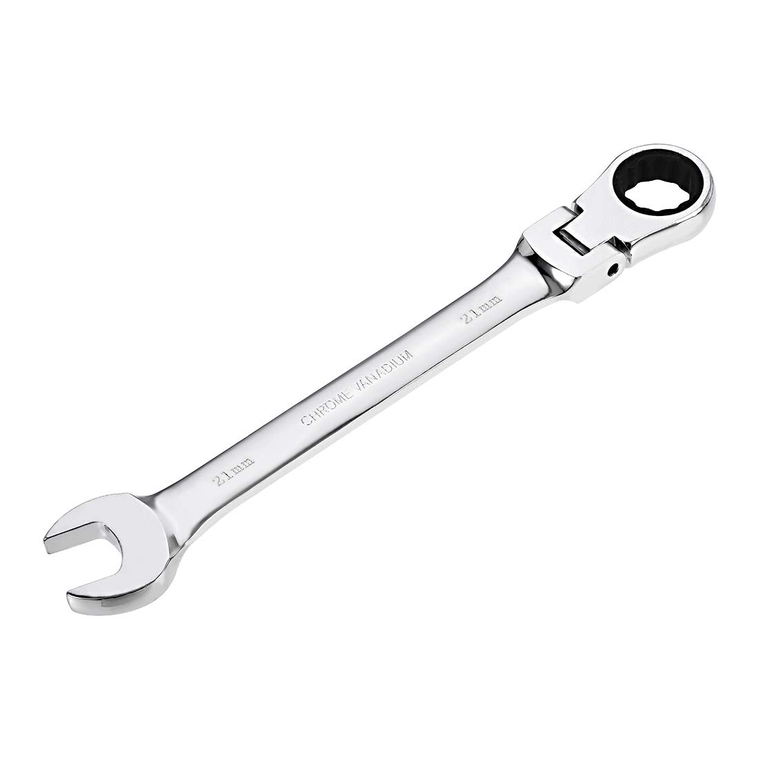 sourcing map 21mm Flex-Head Ratcheting Combination Wrench Metric 72 Teeth 12 Point Ratchet Box Ended Spanner Tools, Cr-V