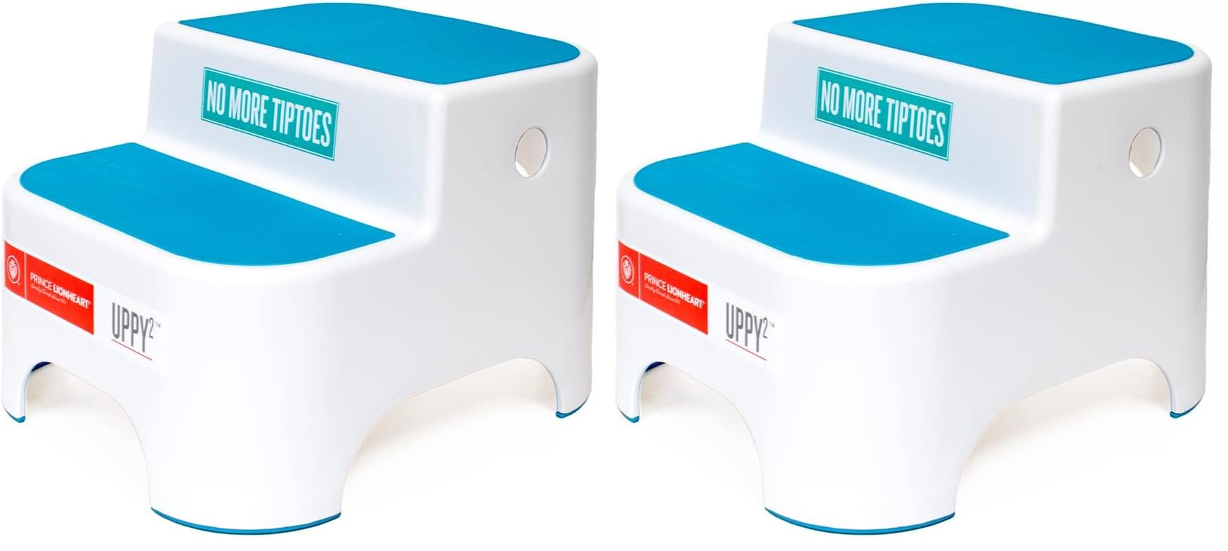 Prince Lionheart Dual Height UPPY2 Step Stool, Perfect Step Stool for Potty Training and in The Kitchen to Wash Hands, Grippy Non-Slip Top, Sturdy Base with Non-Slip Feet, (Pack of 2) Image