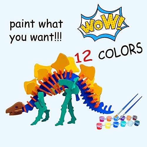 STEGOSAURUS 3D Wooden Puzzle for kids and adult,DIY Wooden Jigsaw Puzzle Handmade Paint Toy or Hobby Decorative Animal Model Gift