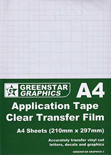 A4 Sheets Clear Transfer Film (Application Tape) 210mm x 297mm - Easily Transfer Decals/Stickers / Graphics/Lettering - Suitable for Silhouette Craft Cutters. GREENSTAR GRAPHICS ® (A4 Transfer 20)