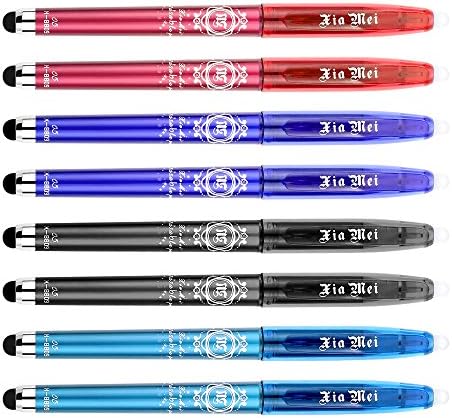 INTS 0.5 mm Erasable Gel Pens with Capacitor Pen,8-Pack,Black/Red/Blue/Deep blue Inks