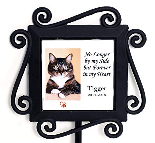 Wrought Iron Pet Memorial Garden Stake with Personalized Ceramic Tile Insert - Thumbnail 4