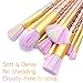 Qivange Unicorn Makeup Brushes, Professional Makeup Brush Set Foundation Powder Eyeshadow Blending with Stylish Handle Colorful Synthetic Bristles(10 PCS, Gold)
