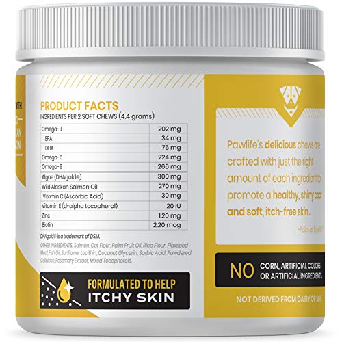 image for pawlife Omega 3 for Dogs - Salmon Fish Oil Supplement formulated with 