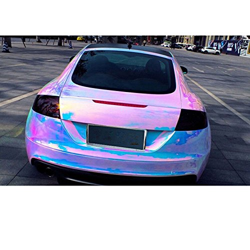 HOHO Holographic Rainbow Neo Chrome Car Vinyl Wrap Bubble Free Sticker Film 54"x20" (White) - Thumbnail 4