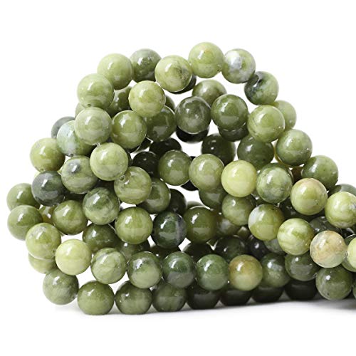 Qiwan 35PCS 10mm Natural Color Taiwan Green Jade Green Stone Round Loose Beads for DIY Jewelry Making - Thumbnail 5