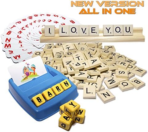 Matching Letter Game, 100 Scrabble Tiles - Spelling Games, Memory Puzzle, Word Letter Recognition for 3 Years &amp; Up by VSBests