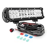 Nilight ZH007 Led Light Bar 12 Inch 72W Spot Flood Combo with Off Road Wiring Harness, 2 Years Warranty