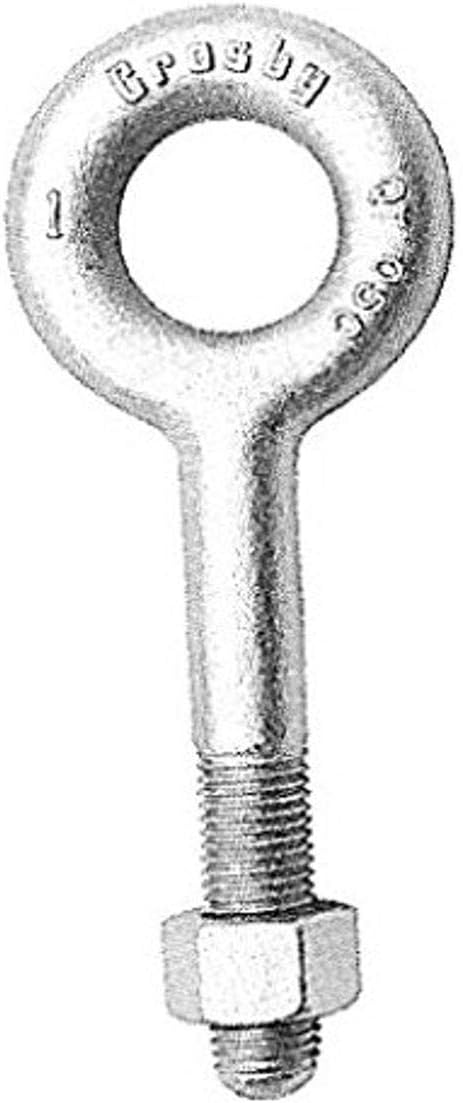 Crosby 1043472 Regular Nut Eye Bolts, Forged Carbon, Galvanized, 5/8" x 4", Working Load Limit: 5200 lb, 6.69" Length x 2.50" Width