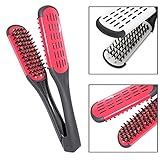 Hairdressing Ceramic Straightener Hair Straightening Double Brush Comb Natural Fibres Styling Tool Assorted Color