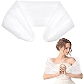 HOBBIESAY 1Pc Bridal Tulle Shawl Detachable 41.3x7.9 Inch Adjustable Wedding Dress Straps Tulle Off Shoulders Tulles Bridal Straps Women Lace Shawl White for Wedding Dress Cloth Decoration