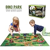 Wowok Dinosaur Toys with Activity Play Mat & Trees, Educational Realistic Plastic Dinosaur Figures Playset Including T-Rex, Allosaurus, etc, to Create a Dino World Gift for Boys and Girls