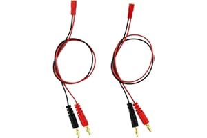 OliYin 4mm 4.0mm Male Banana Plug Connector Charge Lead to JST 20awg Soft Silicon Charging Cable Wire 30cm 11.8inch Lipo Parts for RC(Pack of 2)