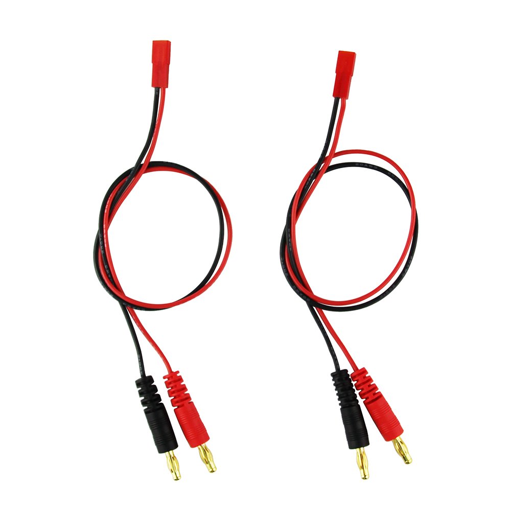 OliYin 4mm 4.0mm Male Banana Plug Connector Charge Lead to JST 20awg Soft Silicon Charging Cable Wire 30cm 11.8inch Lipo Parts for RC(pack of 2)