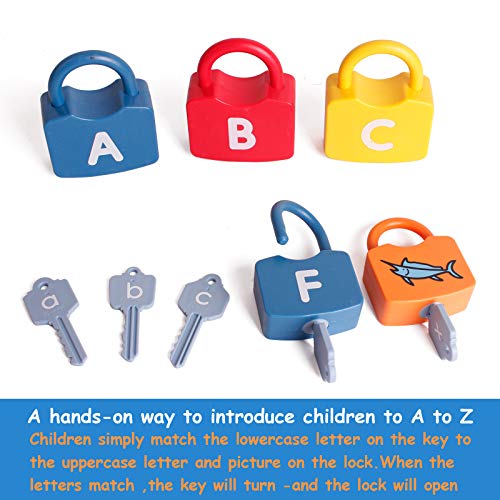 Dinhon ABC Learning Lock Educational Letter Combinationwith 26 Locks