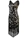Vijiv Womens Flapper Dress 1920s V Neck Sequin Roaring 20s Great Gatsby Dress Gold and Black