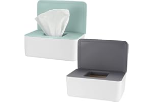 YOUYIDUN - 2 Pcs Wipes Dispenser, Baby Wipe Container, Wet Wipes Cases, Refillable Wipe Holders, Tissue Paper Storage Box Case Dispenser Non-Slip for Bathroom Baby Nursery, Keeps Wipes Fresh