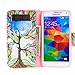 For Galaxy S5 / S5 Neo , ivencase Tree and Leaf [Magnetic] Wallet PU Leather [Closure] Folio Stand Protective Case Cover for Samsung Galaxy S5 SV / S5 Neo