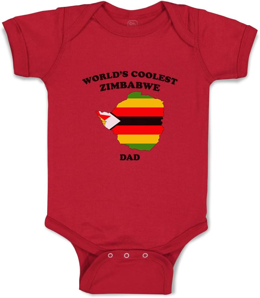 Custom Boy & Girl Baby Bodysuit Worlds Coolest Zimbabwe Dad Funny Cotton Clothes