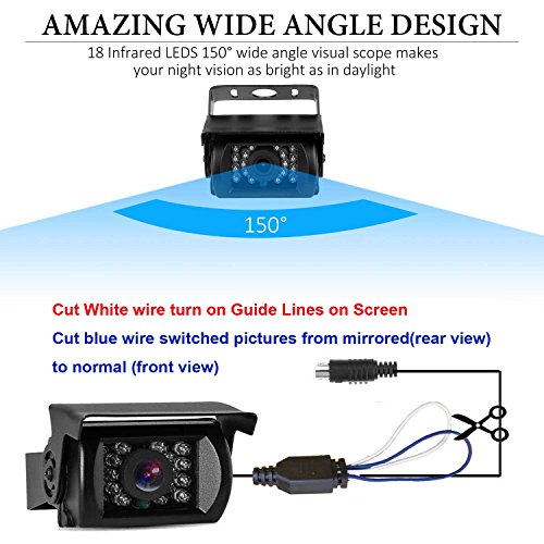 LeeKooLuu HD 720P Dual Backup Cameras and 7'' TFT Monitor System for RV/Van/Trailer/Truck/SUV/Bus/Motorhome IP68 Waterproof Night Vision Plug to Cigaratte Lighter/Single Power - Thumbnail 3