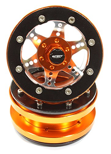 Integy RC Model Hop-ups C25506ORANGE Billet Machined 6 Spoke Type S3 Off-Road 1.9 Size Wheel Set(2) for Scale Crawler