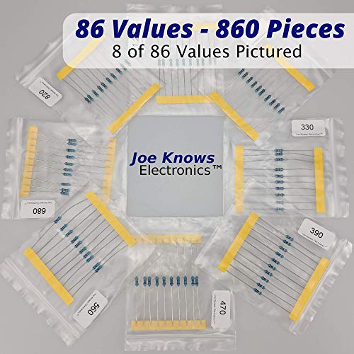 Joe Knows Electronics 1/4W 1% 86 Value 860 Piece Resistor Kit