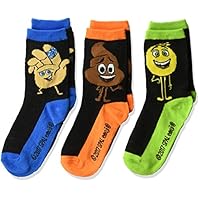 Emojimovie Little Emoji 3 Pack Boys Crew, black assorted, 6-8.5