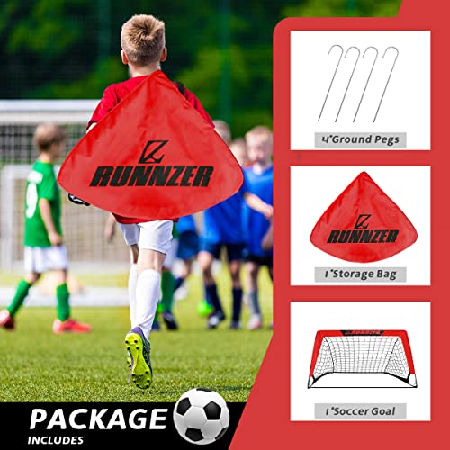 L RUNNZER Portable Soccer Goal, Soccer Nets for Backyard Training Goals for Soccer Practice with Carry Case, 4' x 3'