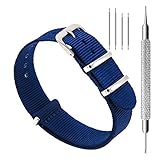 CIVO Watch Bands NATO Premium Ballistic Nylon Watch Strap Stainless Steel Buckle (Navy Blue, 22mm)