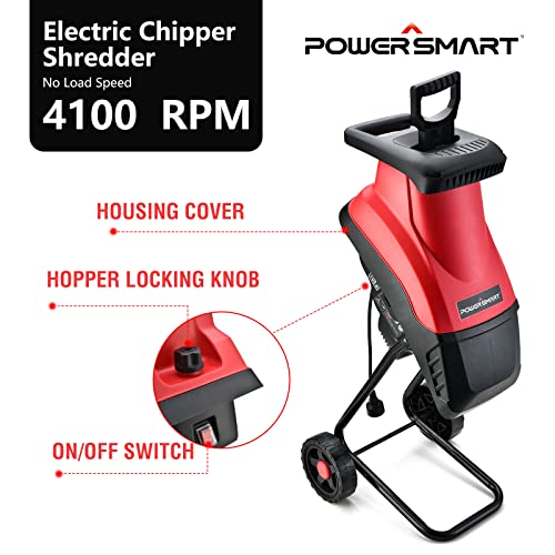 PowerSmart Wood Chipper Electric, 15Amp Motor With Collection Bag