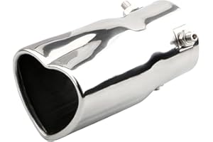 OtpOutopa Car Exhaust Tip 2.5 inch Inlet, Universal Car Exhaust Pipe Modification Tail Throat Tail Pipe Stainless Steel Muffler Tip, Adjustable Heart Shaped Car Thickened Pipe (Straight,Silver)