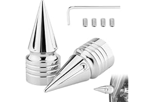 Eagwinger Front Axle Nut Covers CNC Black Chrome Caps Compatible with Harley Davidson Road Glide Sportster Softail Touring Dyna Trike Road King Iron 883 Fat Boy 2002-2024 (Spike Chrome)