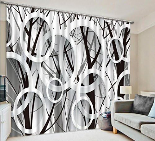 GFYWZ Curtains 3D Black and white Art Printing Living room bedroom Blackout Noise Reduction Window Drapes Panel, wide 2.20x high 1.80