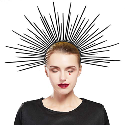 Fantherin Mary Halo Crown Headband Goddess Zip Tie Spiked Halo Crown Halloween Costume Headpiece Headdress for Cosplay Party - Thumbnail 3