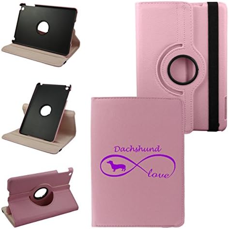 Infinity Love Dachshund Mini 4 Leather Rotating Case 360 Degrees Multi-angle Vertical and Horizontal Stand with Strap (Pink)