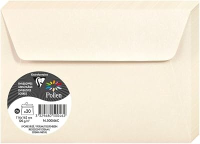 Clairefontaine Pollen Iridescent Cream Paper Envelopes C6 20 Pack 120g