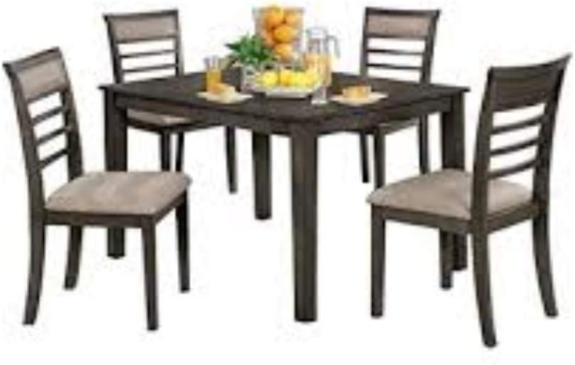 Amazon Com Homeroots Transitional Style Seven Piece Gray Dining Set Table Chair Sets