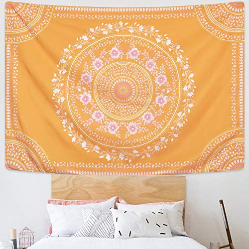 image for BLEUM CADE Yellow Medallion Tapestry Mandala Floral Tapestries Flower 