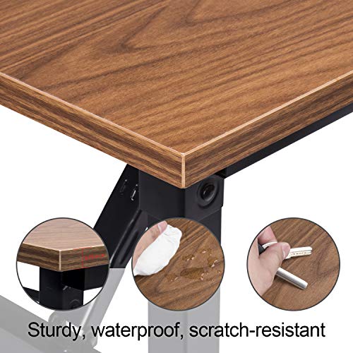 Frylr Folding Computer Desk with Plugs & USB Ports, Home Office Desks Foldable 43.3x19.6x29.5