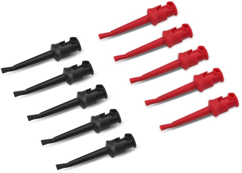 TKDMR 5 Pair 2.2 Inch AC30V DC60V Spring-loaded Plunger Style DIY Mini Test Hock Clips Red Black